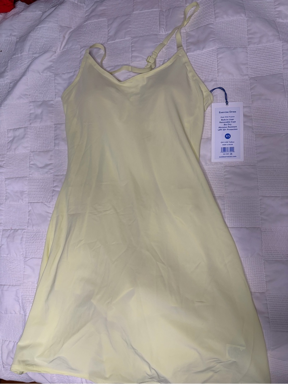 NWT Outdoor Voices Pale Yellow Workout Dress with Adjustable Straps